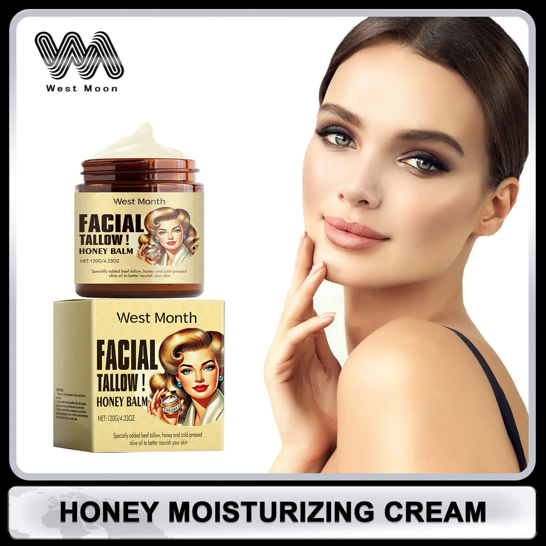 Crème Visage Suif de Bœuf Miel Hydratant Réparateur Élasticité 120g | MDN Store