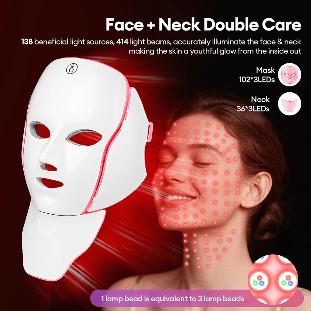 Masque LED Visage Cou 7 Couleurs Anti-Âge Raffermissant | MDN Store