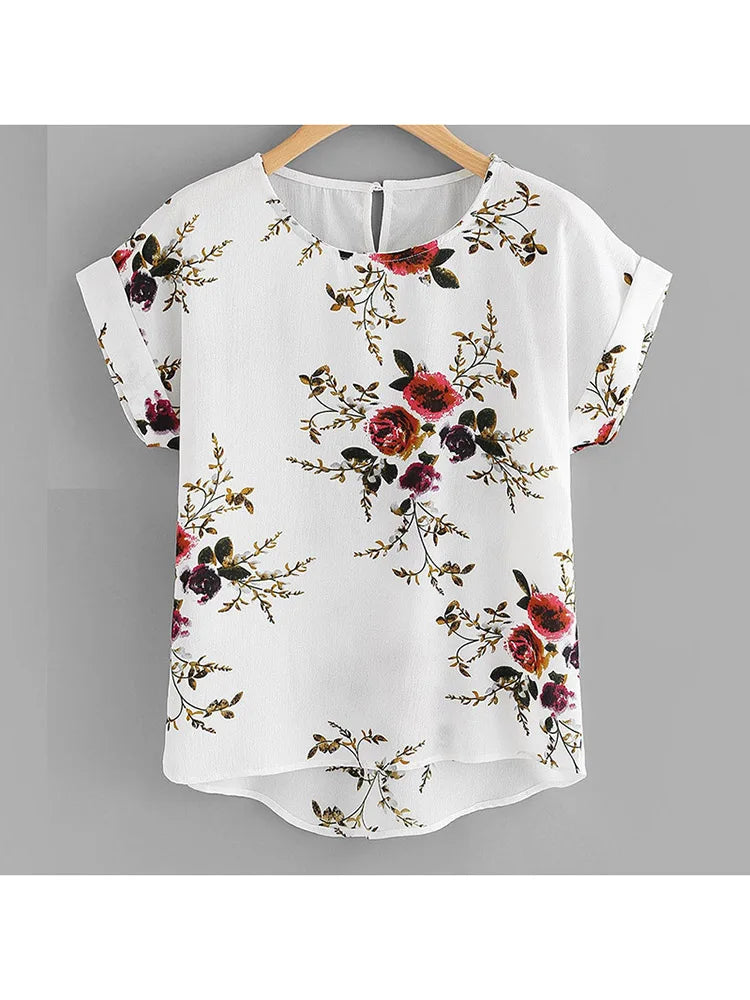 Blouse Imprimé Floral Col Rond Femme | MDN Store