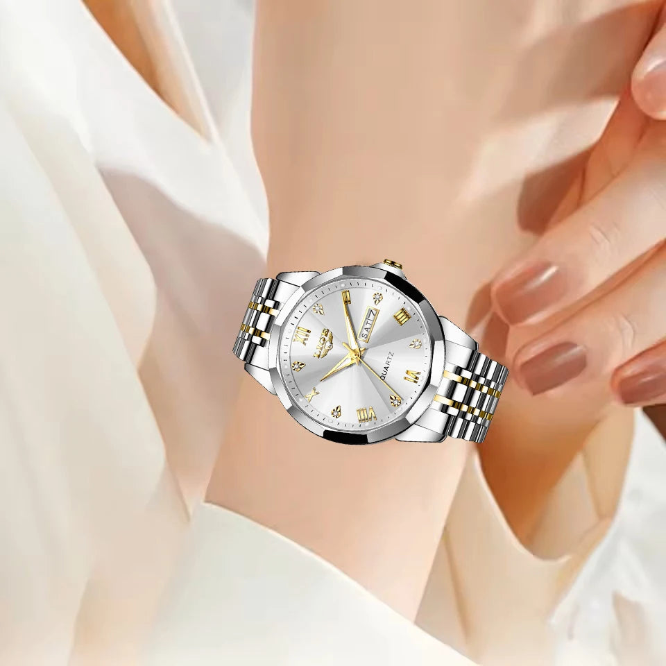 Montre Femme LIGE Luxe Acier Inoxydable - Étanche Lumineuse Date Quartz Cadeau | MDN