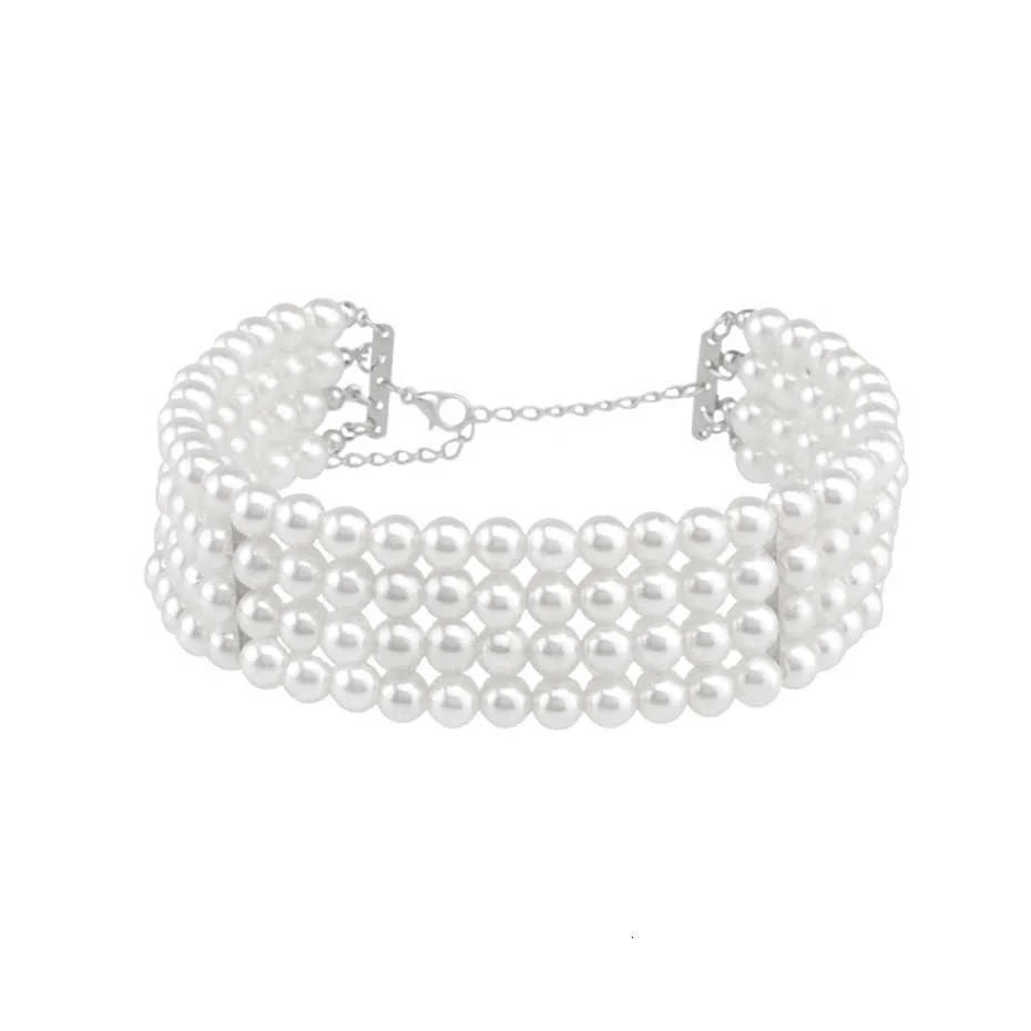 Collier Ras-de-Cou Perles Blanches Métal | MDN
