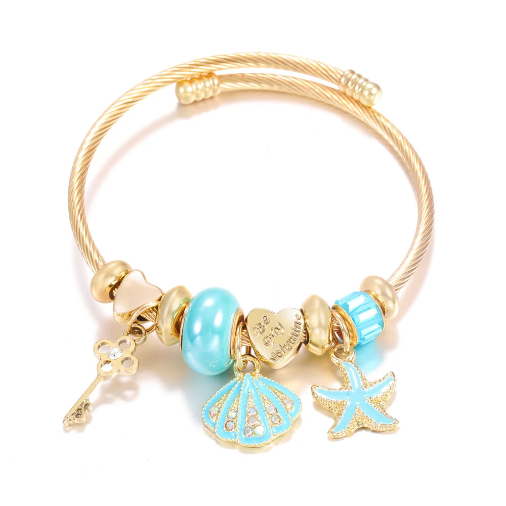 Bracelet Femme Acier Inoxydable Doré Fleurs Strass 4 Couleurs | MDN Store
