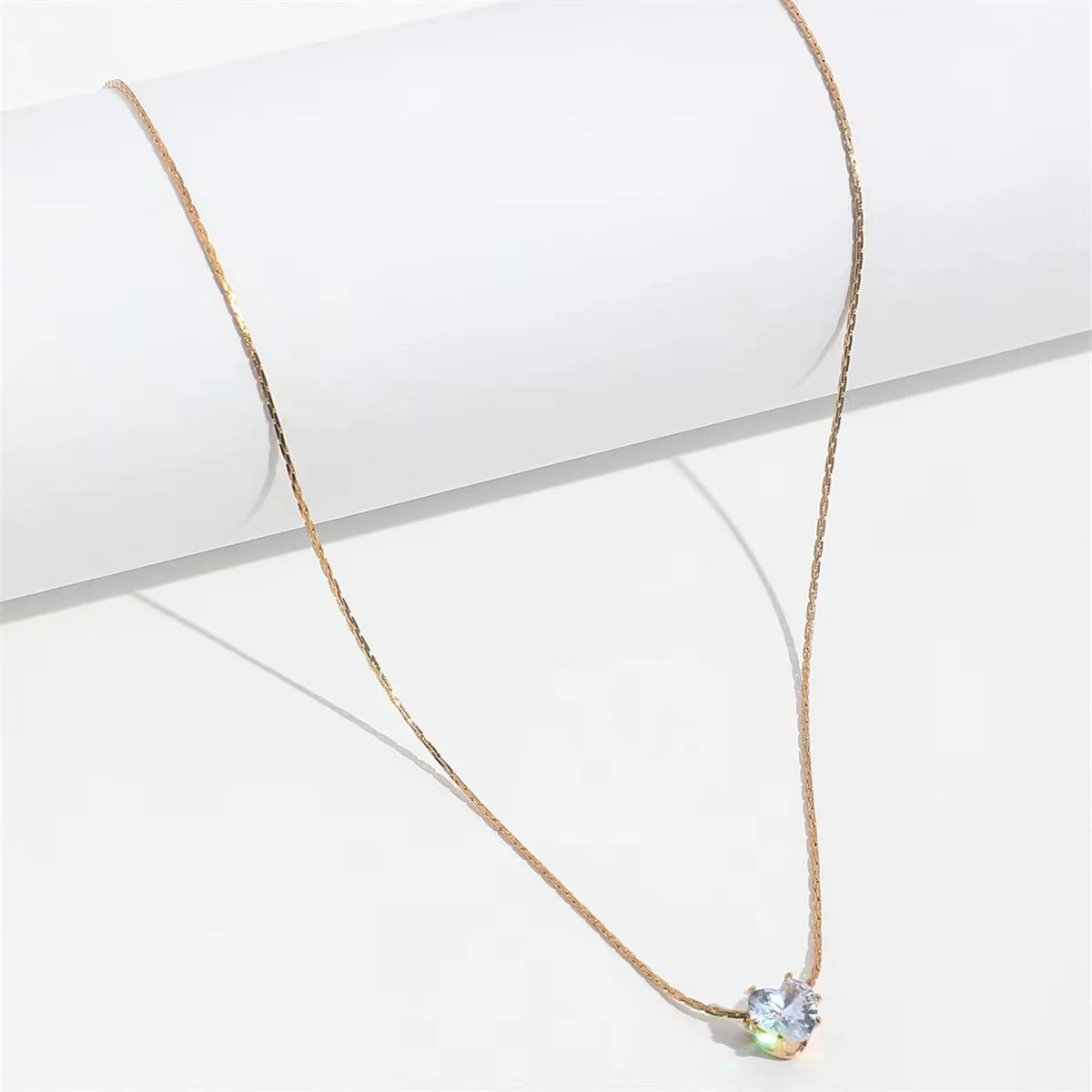 Collier Minimaliste Solitaire Zircon Acier Inoxydable | MDN