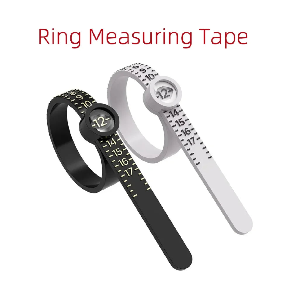 US/UK/EU/HK Size Ring Ruler Ring Measuring Tape Ring Measuring Tool Annular Coil Finger Size Filter with Magnifying Glass