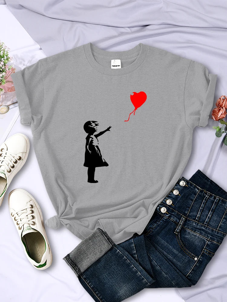 T-shirt Ballons Amour Imprimé Femme | MDN