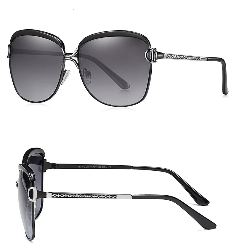 BARCUR Lunettes de Soleil Polarisées Femme Ovale Verres Dégradés UV400 Luxe | MDN Store 25