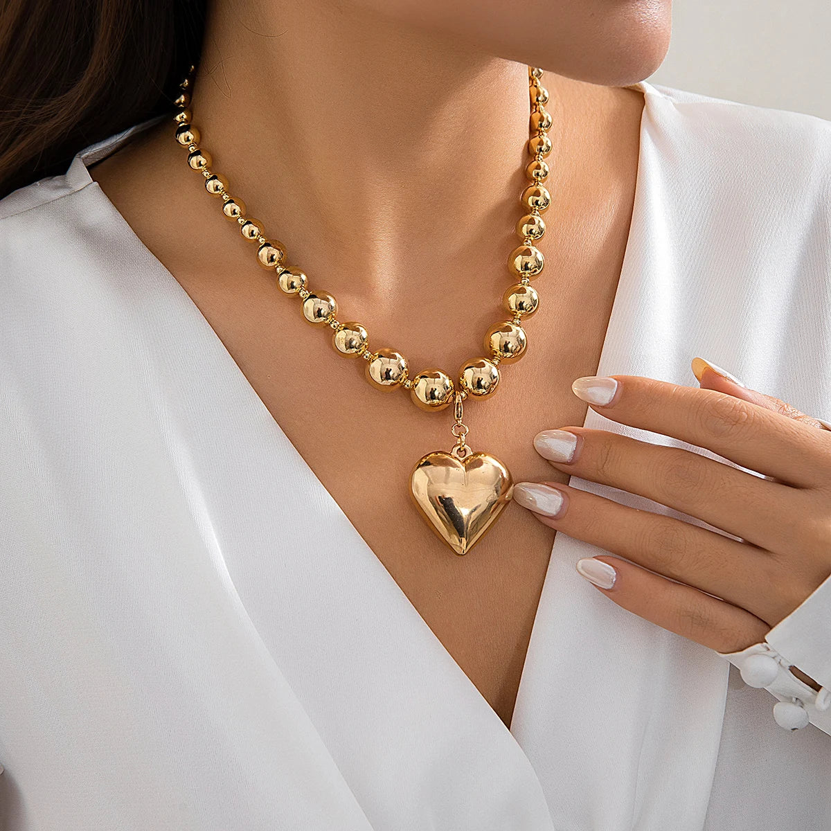 Collier Ras-de-Cou Perles Cœur Punk Vintage | MDN Store