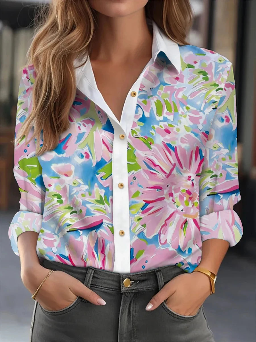 Chemise Loose Imprimée Femme Manches Longues | MDN