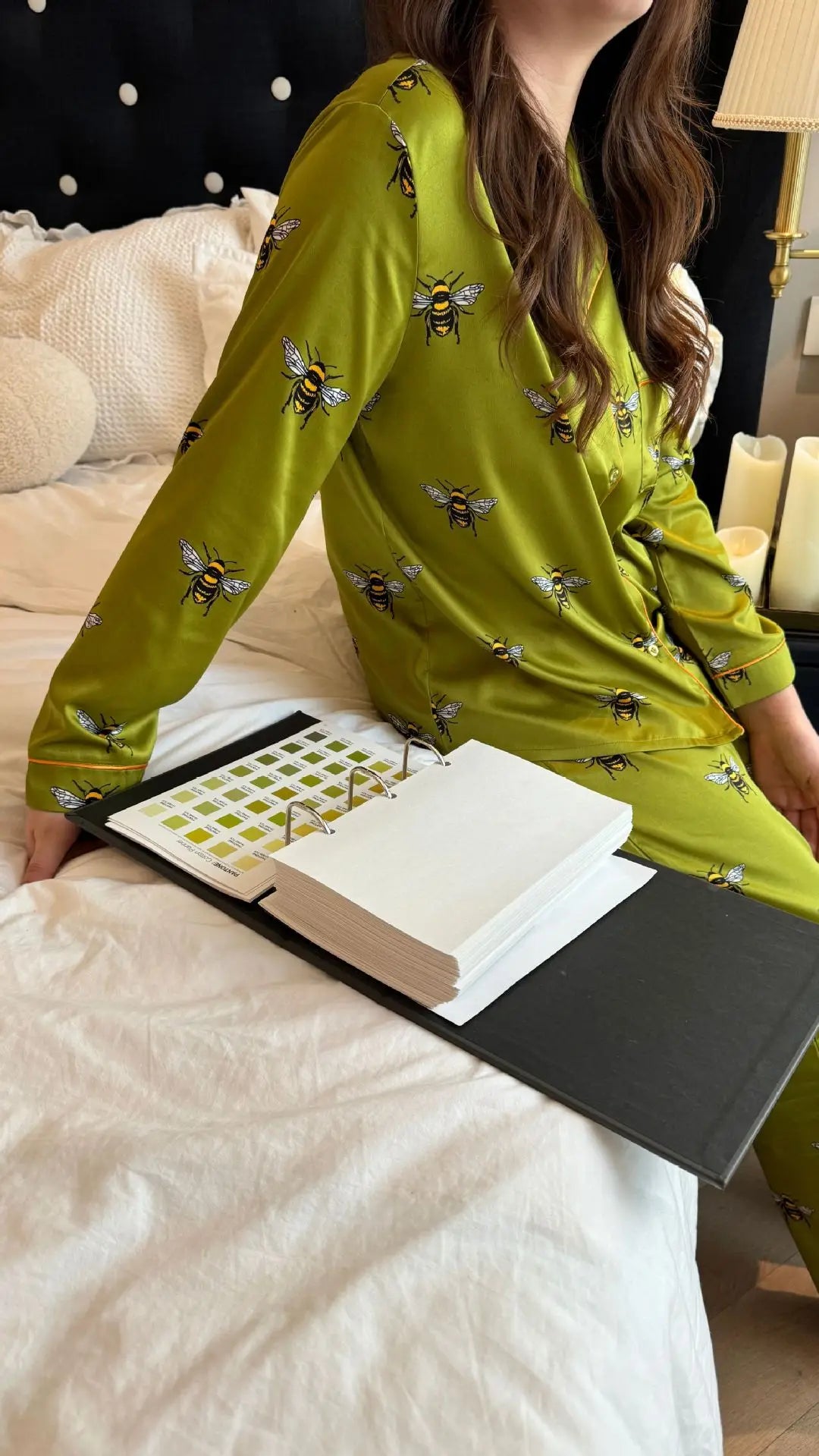 Pyjama Satin Abeilles Vert | MDN Store
