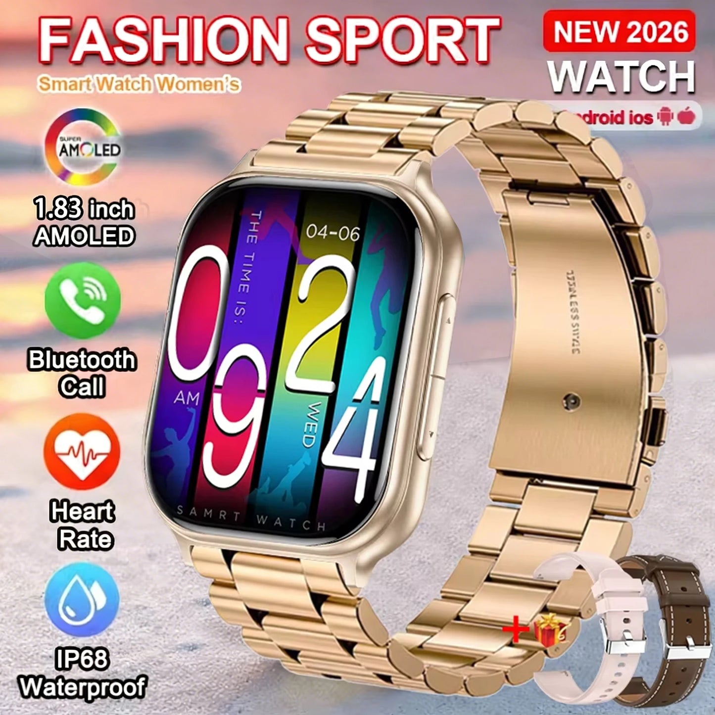 Montre Connectée GPS 1.83" Acier 700mAh IP68 | MDN