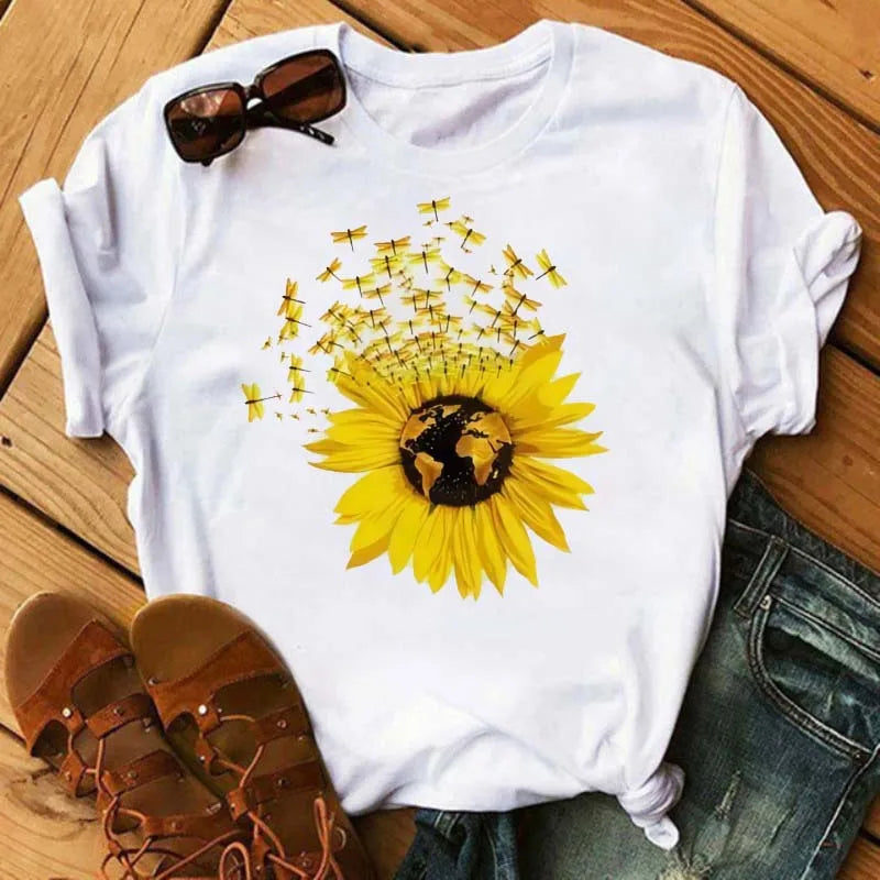 T-shirt Coton Tournesol Papillon Oversize | MDN