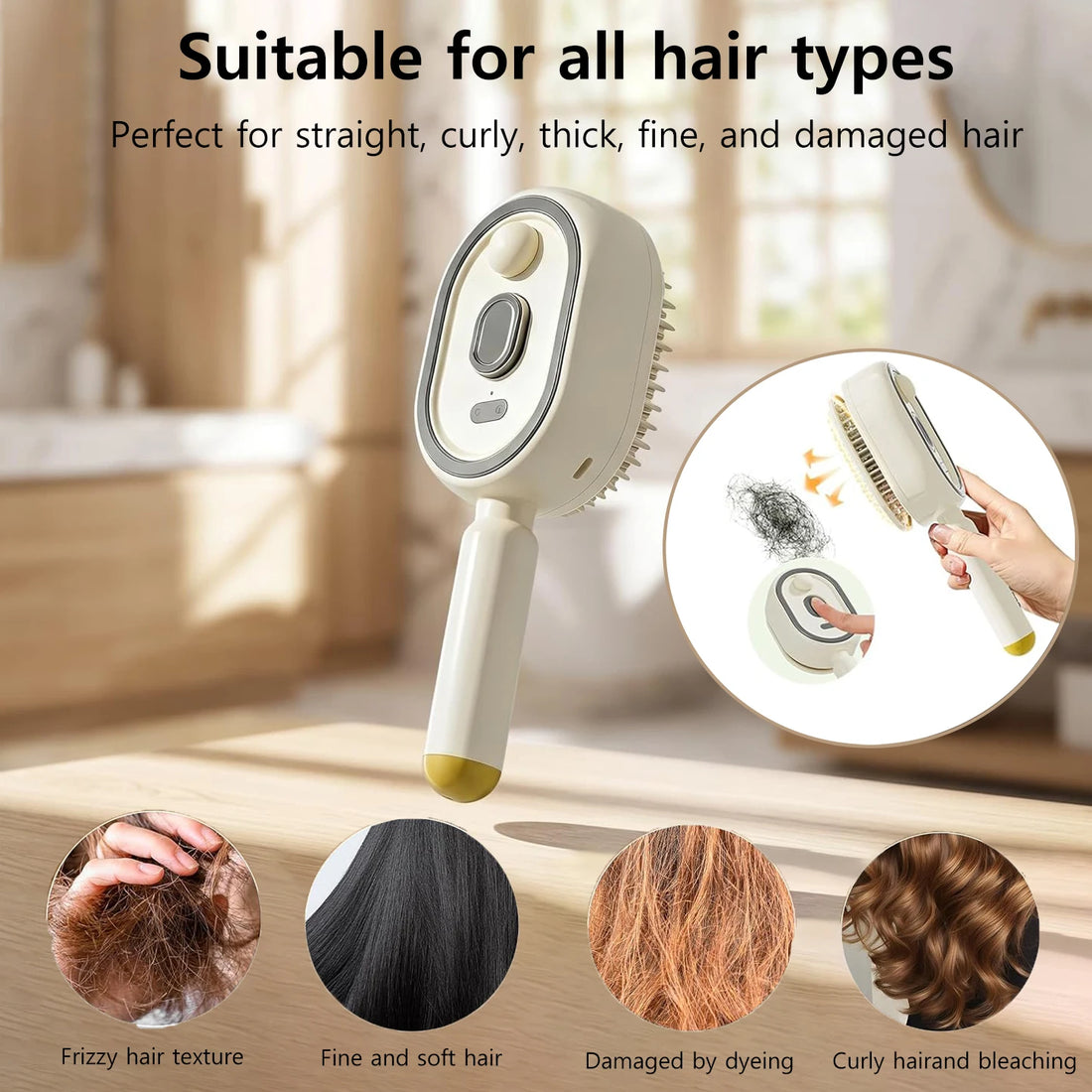 Brosse Cheveux Electrique Vapeur Rechargeable USB Antistatique | MDN Store 25