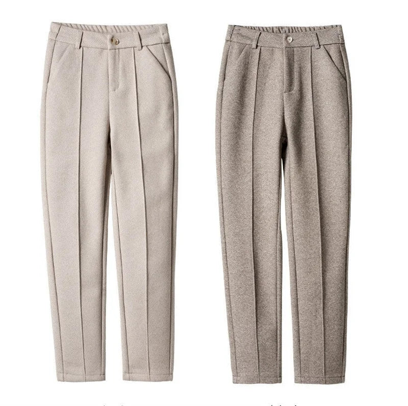 Pantalon Femme Laine Taille Haute - Velours Épais Chaud Automne Hiver | MDN