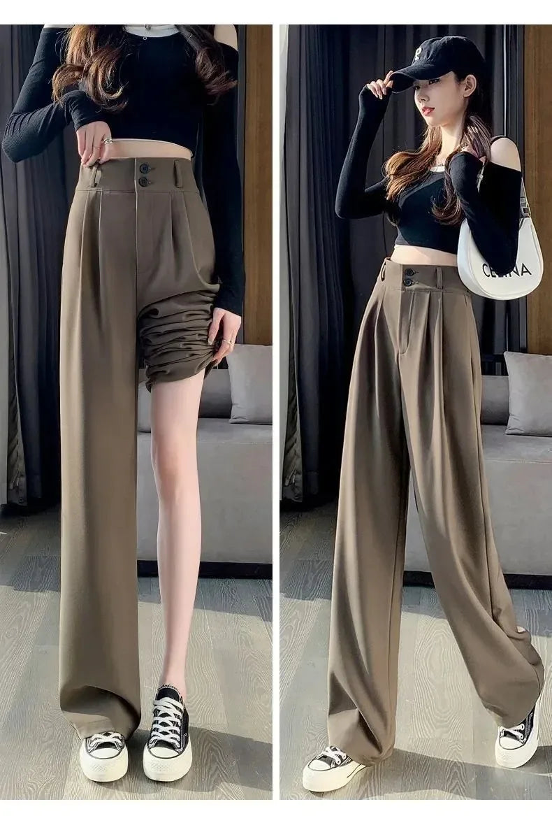 Pantalon Femme Grande Taille Haute Coréen - Baggy Bureau Élégant | MDN Store