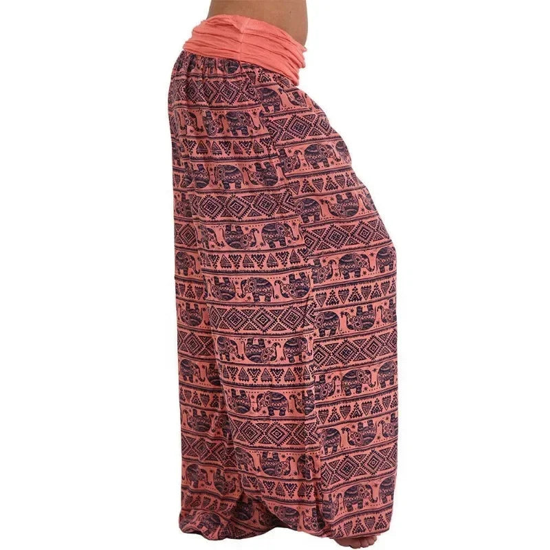 Pantalon Harem Femme Imprimé Géométrique Rouge | MDN Store