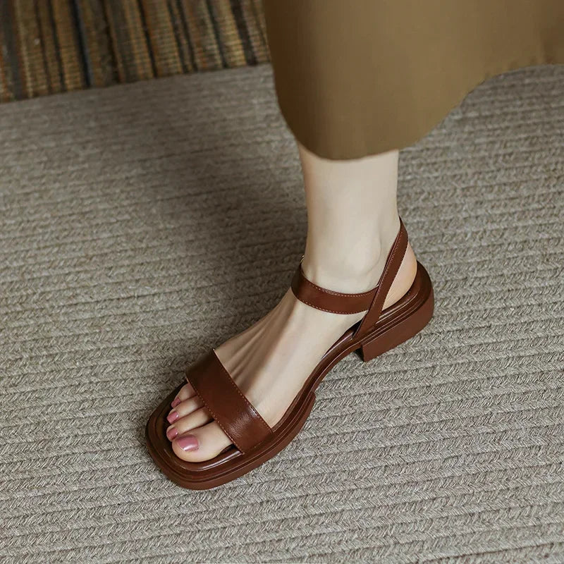 Sandales Cuir Talons Bas Confort Femme | MDN Store