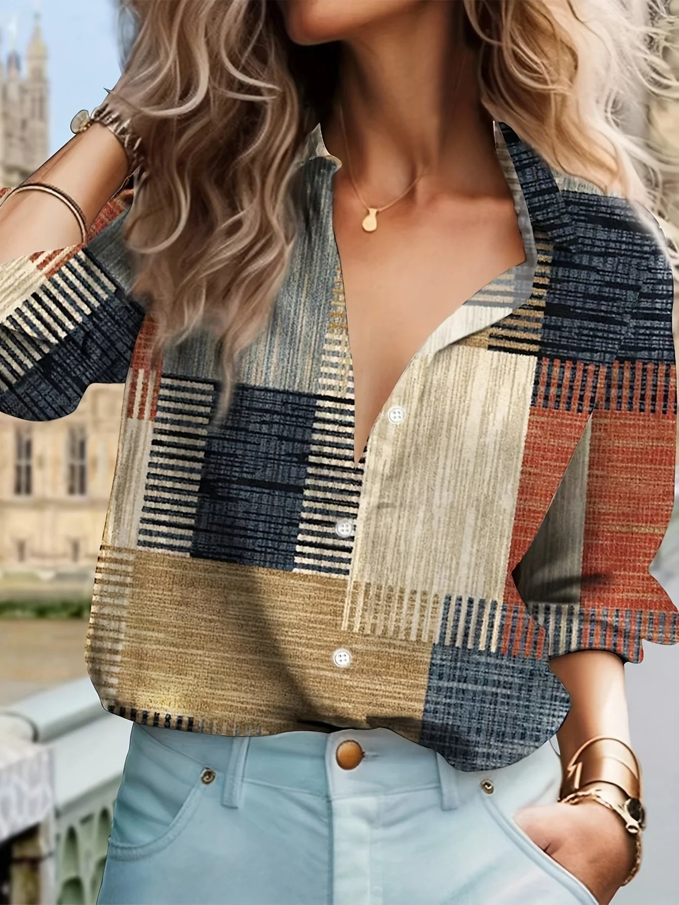 Blouse Femme Patchwork Y2K Manches Longues | MDN