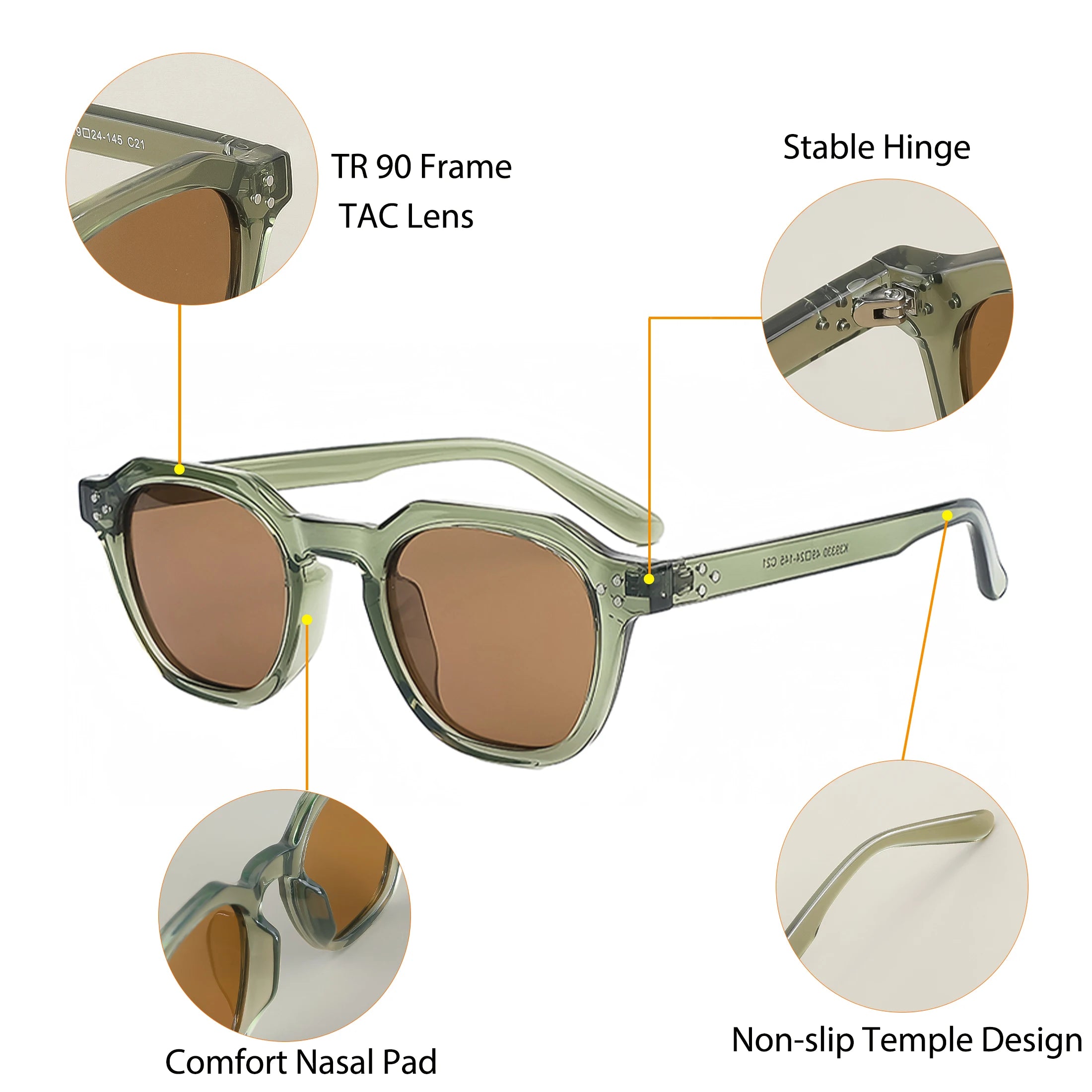 CATERSIDE Lunettes de Soleil Polarisées Rétro Femme Monture TR90 Ultra-Légère UV400 | MDN Store 25