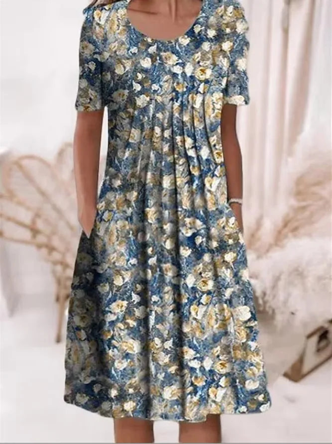 Robe Longue Femme Bohème Fleurie Volants Poches Été | MDN Store