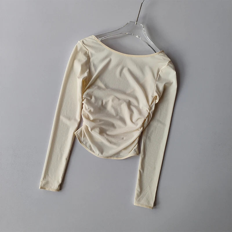 T-Shirt Sport Femme Col V Manches Longues - Top Yoga Fitness Respirant | MDN