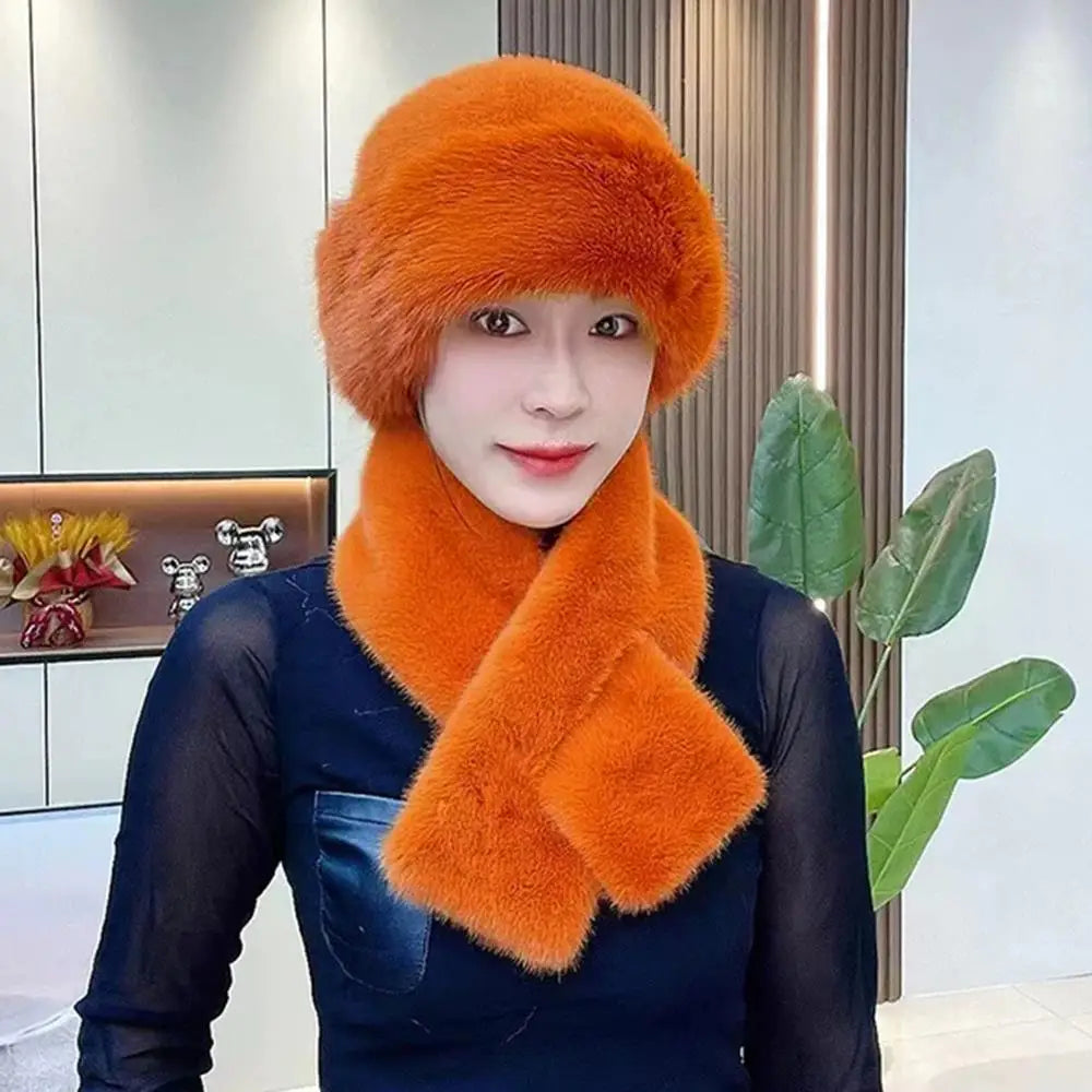 Bonnet Chapka Mongol Femme Fourrure Peluche - Écharpe Croisée Intégrée Coupe-Vent Protection Oreilles | MDN