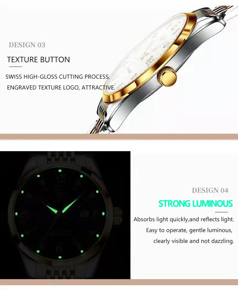 Montre Quartz Femme Acier Inoxydable Lumineuse Date Etanche Fashion | MDN Store 25