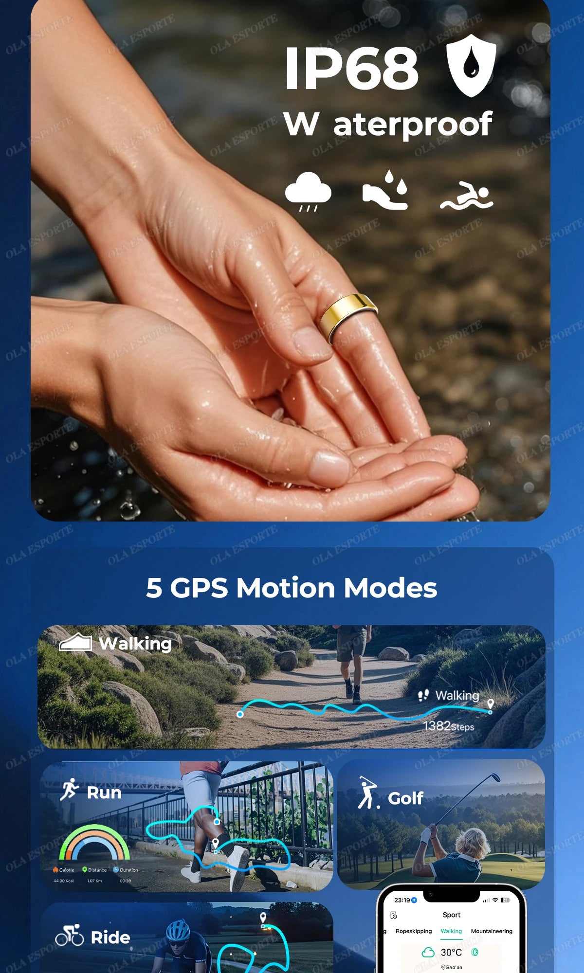 Bague Connectée Smart Ring Santé Étui Charge Étanche | MDN