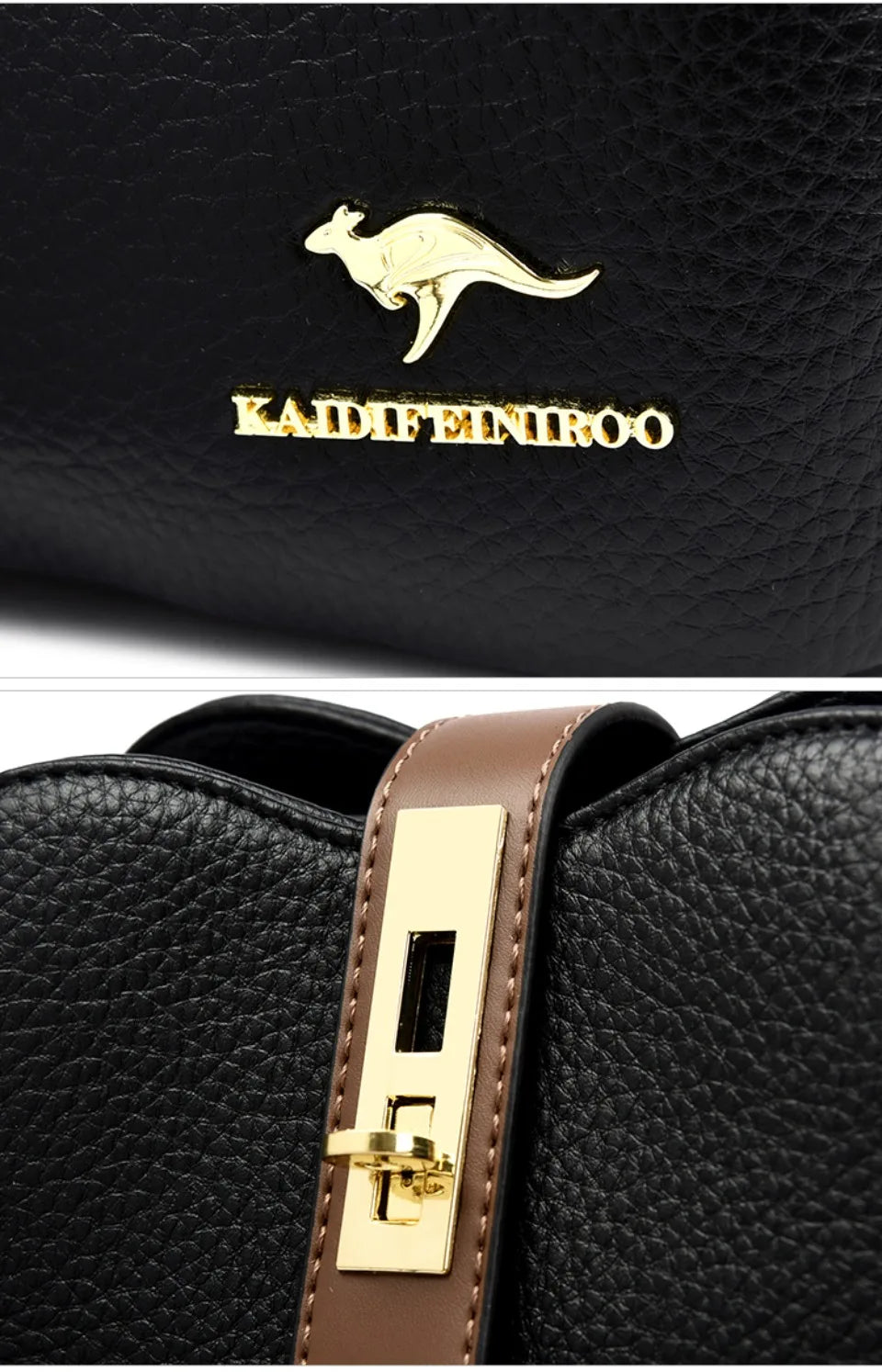 Sac à Main Femme Cuir Véritable Seau Bandoulière Trois Compartiments - MDN