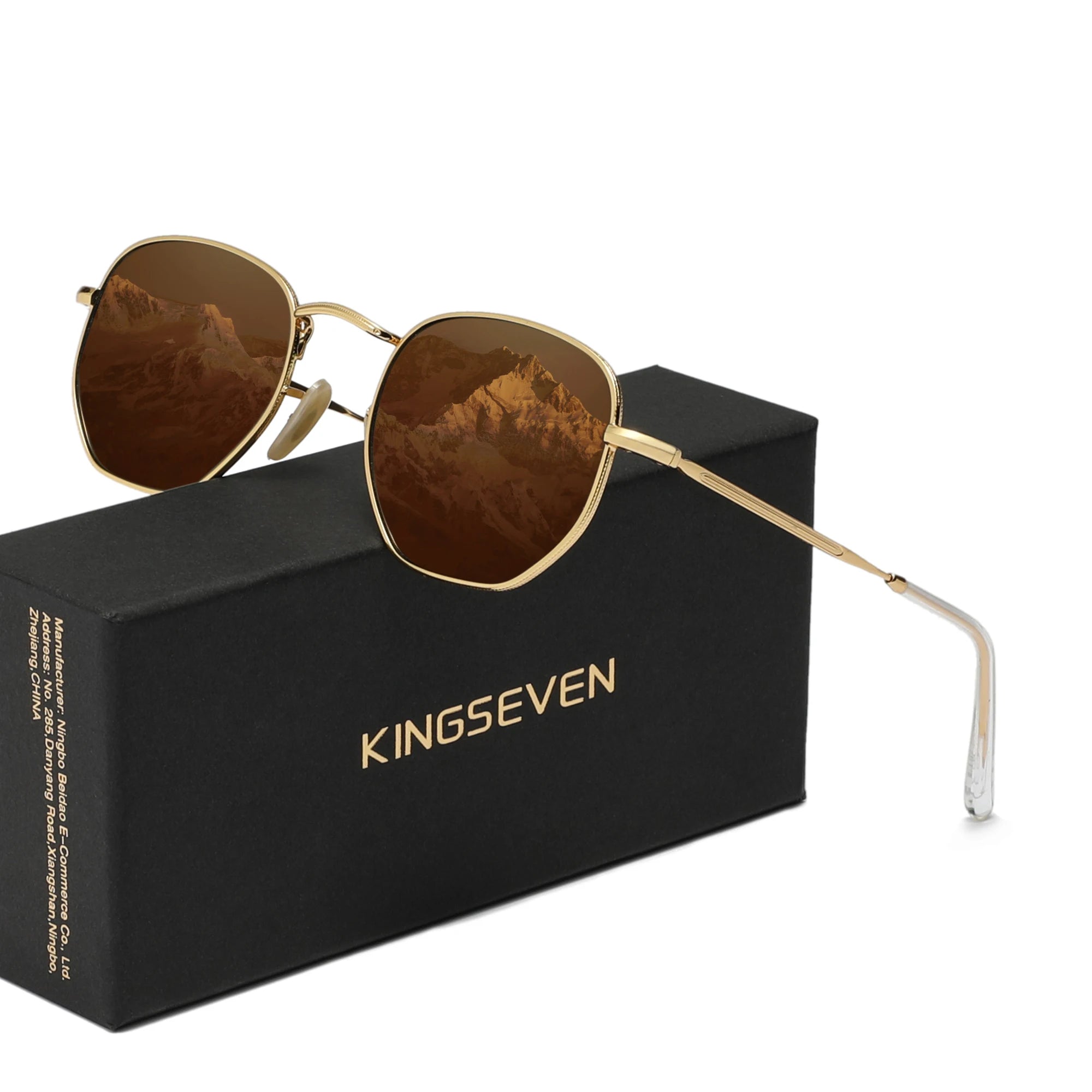 KINGSEVEN Lunettes de Soleil Rondes Polarisées UV400 Femme Miroir Alliage | MDN Store 25
