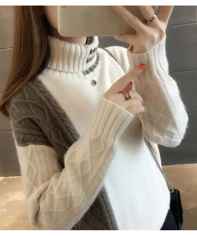 Pull Femme Col Polo Double Polaire Epais Ample Fit Grande Taille S-3XL | MDN Store