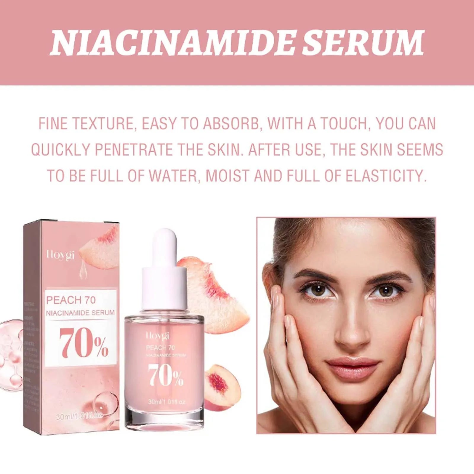 Sérum Visage Pêche 70% Niacinamide 5% Anti-Taches Pores Hydratant 30ml | MDN Store