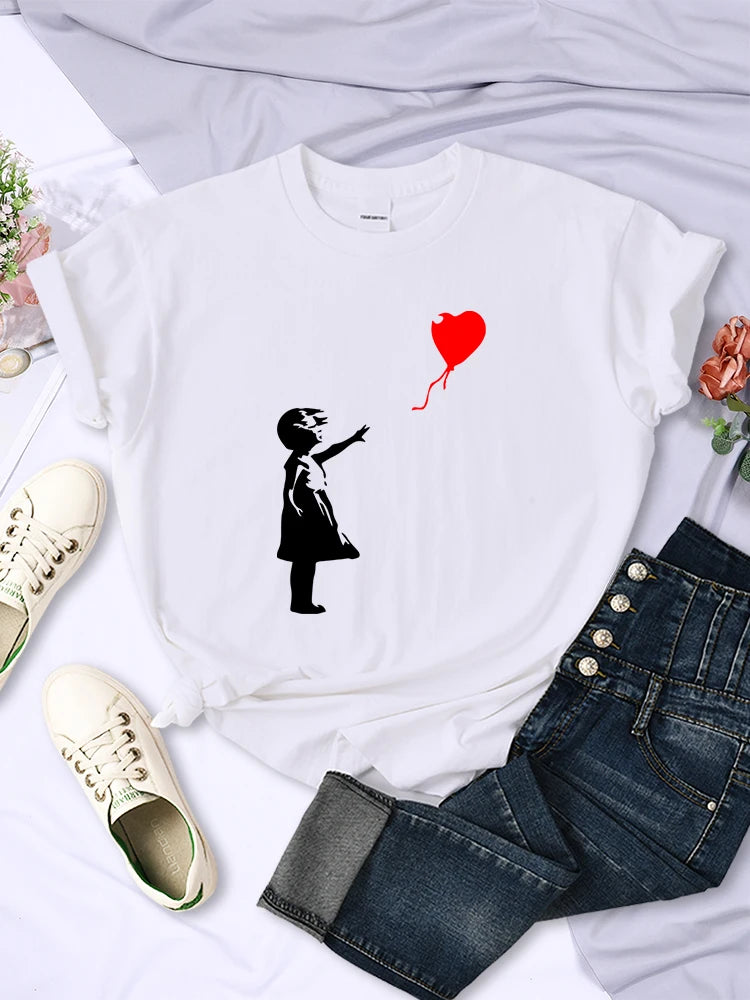T-shirt Ballons Amour Imprimé Femme | MDN