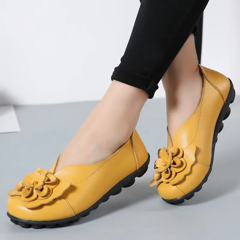 Ballerines Cuir Fleur Élégantes Grande Taille | MDN Store