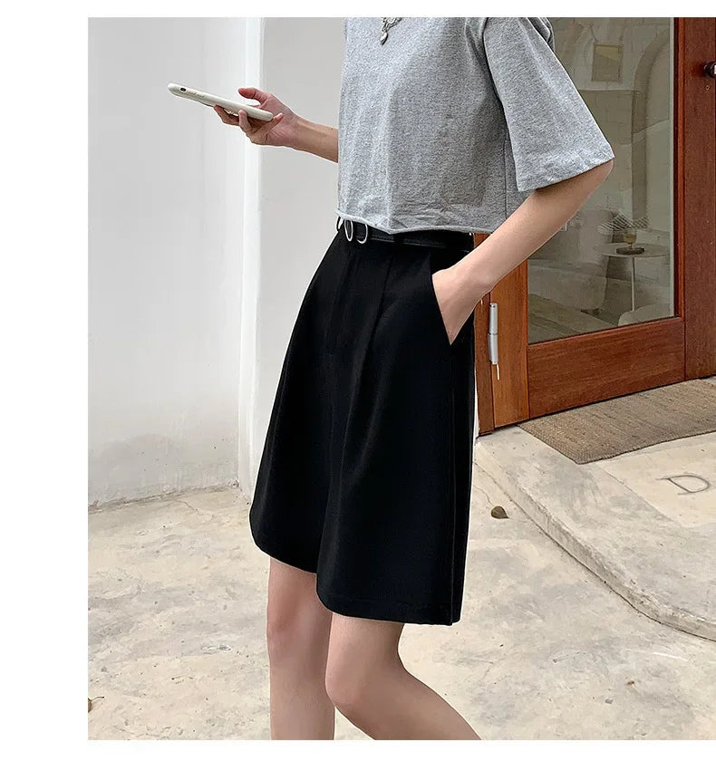 Short Costume Femme Noir Taille Haute Jambes Larges | MDN Store