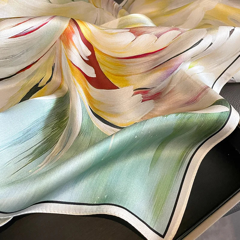 Foulard Carré Soie Mûrier 100% Floral 53cm Femme | MDN Store
