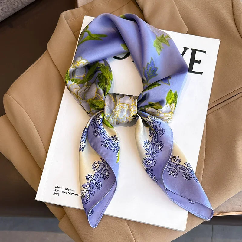 Foulard Carré Soie Floral Violet 70x70cm Femme - photo 2 - MDN Store