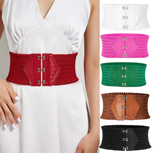 Ceinture Large Élastique Triple Boucle Volants Femme - Ceinture Robe Décorative Ajustable | MDN