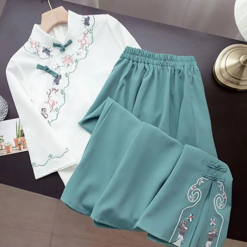 Ensemble Hanfu Chinois Brodé Papillon 2 Pièces | MDN Store