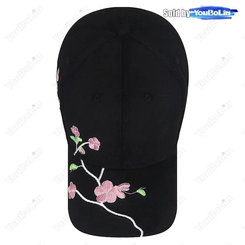 Casquette Bec de Canard Broderie Fleur de Prunier Femme Reglable | MDN Store 25