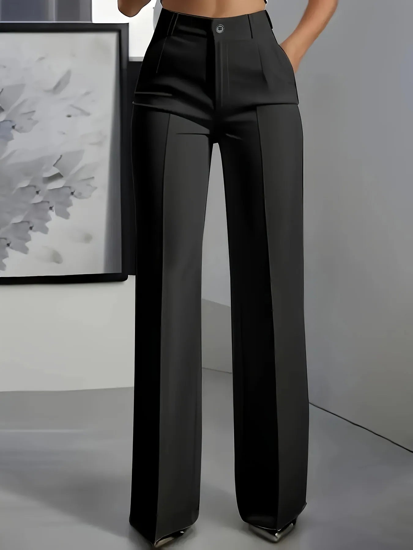 Pantalon Femme Taille Haute Drapé Coupe Droite Élégant | MDN Store