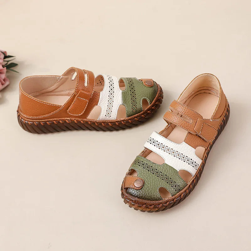 Sandales Cuir Plates Bout Fermé Lorilury | MDN Store