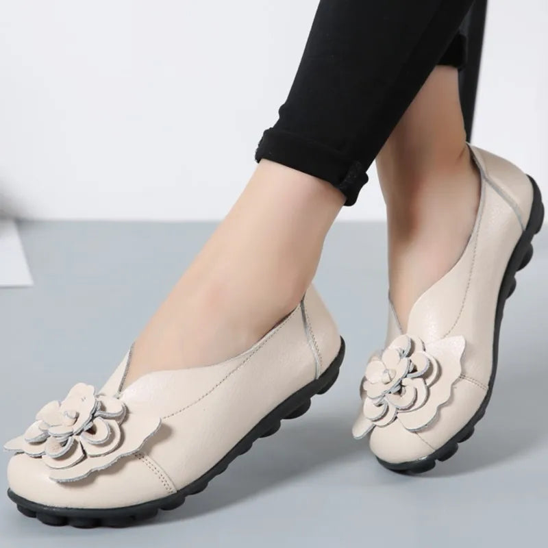 Ballerines Cuir Fleur Élégantes Grande Taille | MDN Store