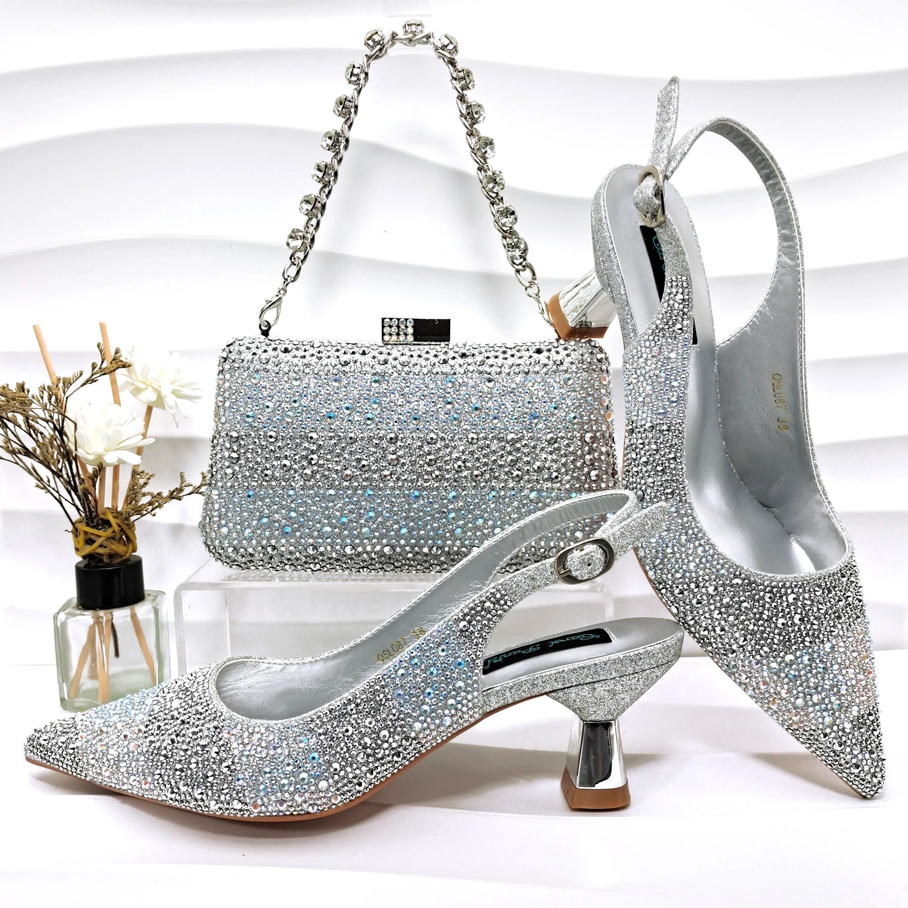 Escarpins Satin Bout Pointu Femme Ensemble Sac Soirée | MDN Store 25
