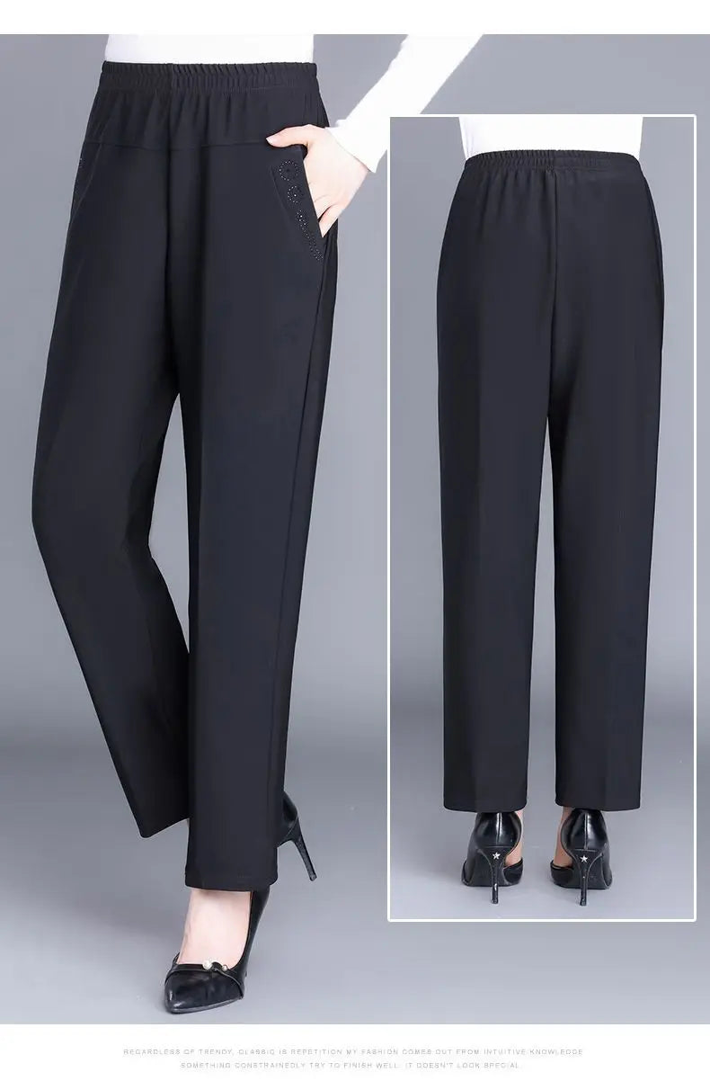 Pantalon Femme Carreaux Taille Élastique - Longueur Cheville Automne Hiver | MDN