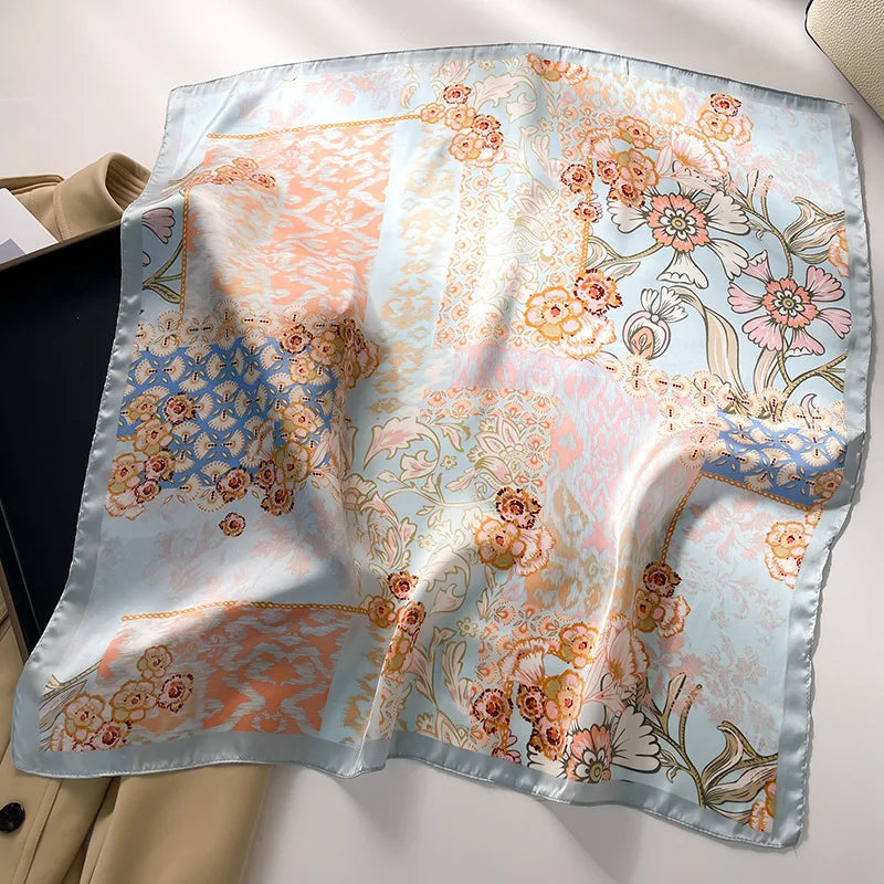 Foulard Carré Soie Imprimé Voyage 70x70cm Femme | MDN Store