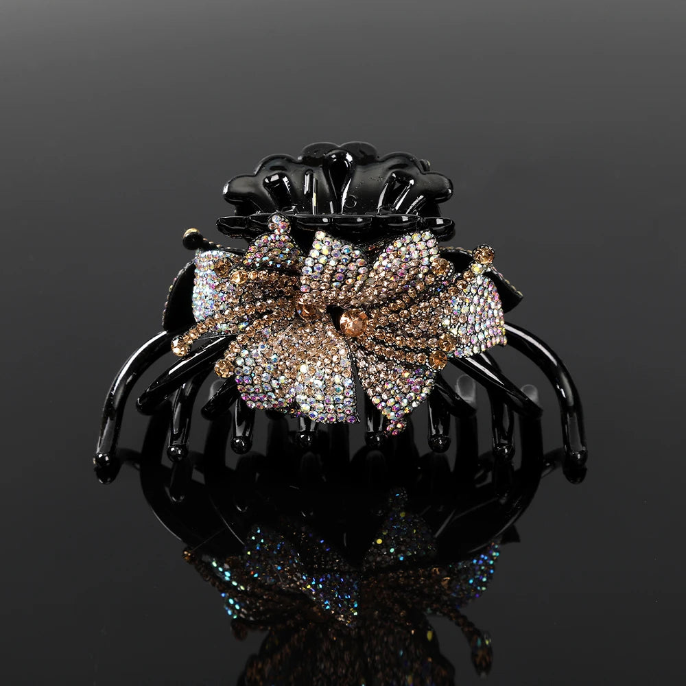 Pince Cheveux Fleur Strass Luxe Coréenne - Barrette Crabe Élégante | MDN Store