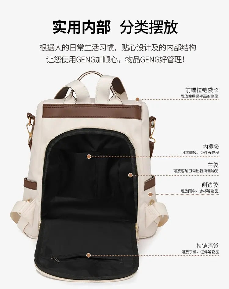 Sac à Dos Femme Nylon Anti-Vol Pompon Voyage École Grande Capacité - MDN