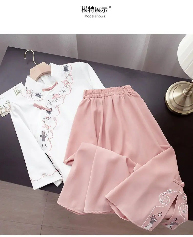 Ensemble Hanfu Chinois Brodé Papillon 2 Pièces | MDN