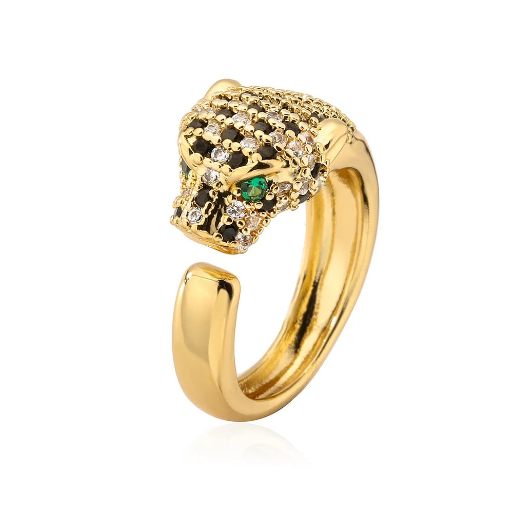 Bague Léopard Animal Punk Or Zircon Femme | MDN