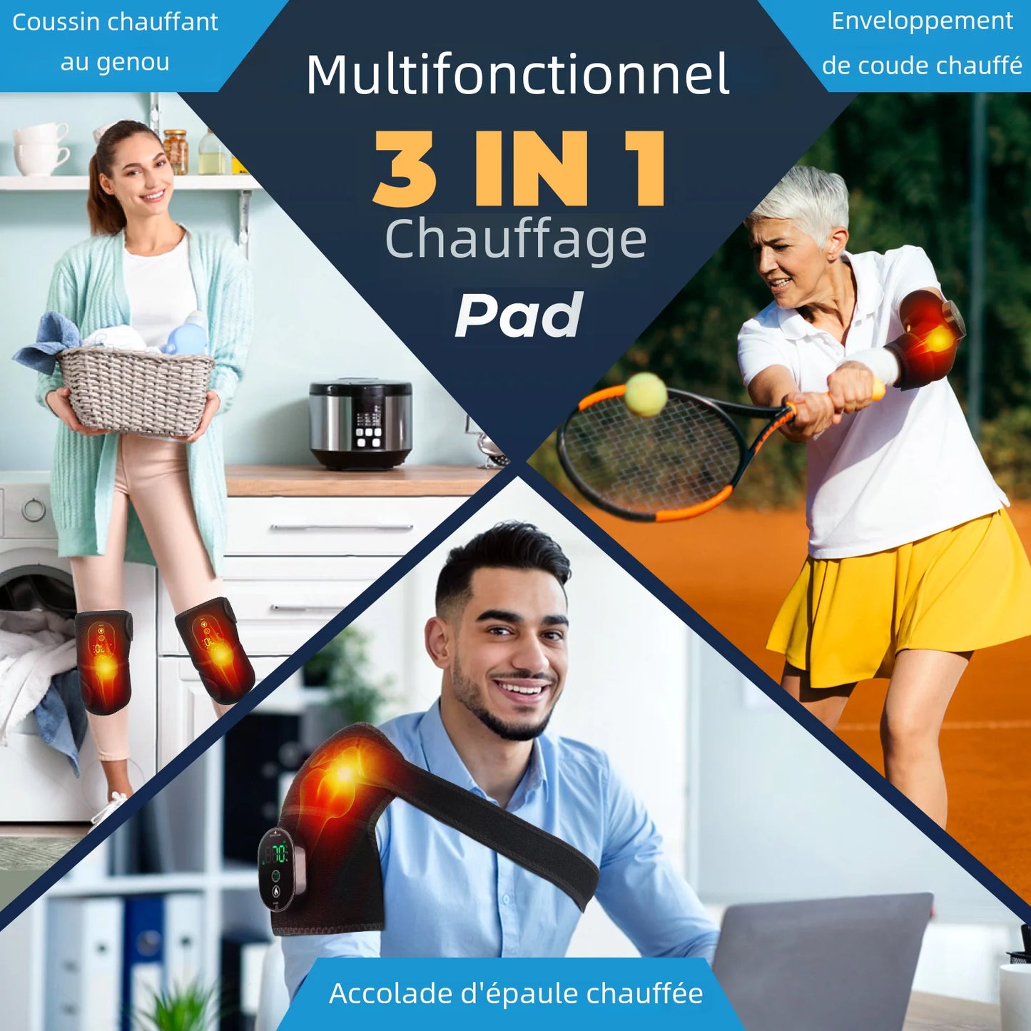 Protection Chauffante Sans Fil Épaule Genou Coude - Thérapie Chaleur | MDN